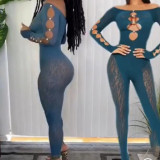 Women Off Shoulder Cut Out Long Sleeve Jumpsuit