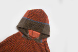 Women herringbone pattern hooded shawl cloak