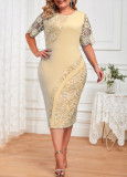 Plus Size Women Patchwork Embroidered Lace Dress