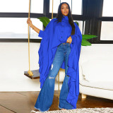 Women Fall Pleated Solid Shirt