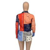 Women Casual Autumn and Winter Paisley Print Blazer