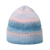 Autumn and winter gradient tie-dye printed warm hat rainbow woolen hat