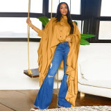 Women Fall Pleated Solid Shirt