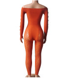 Women Off Shoulder Cut Out Long Sleeve Jumpsuit