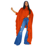 Women Fall Pleated Solid Shirt