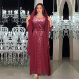 Women Dubai Arabian Beaded Abaya Dress