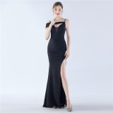 Women Elegant Slit Formal Party Evening Dress