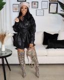 single-breasted buttons Casual Pu dress