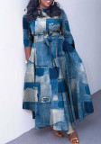 Women's Autumn and Winter Fashion Chic Strappy African Plus Size Maxi Dress