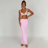 Autumn sexy trendy versatile slim solid color Bodycon long skirt for women