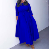Women's Fall/Winter Fashion Chic Solid African Plus Size Midi Dress