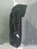 Faux Fur Coat Women's Maxi Black Belted Warm Jacket