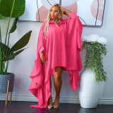 Plus Size Women's Autumn and Winter Fashion Irregular Cardigan Solid Color Loose Dress