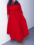 Women's Fall/Winter Fashion Chic Solid African Plus Size Midi Dress