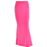 Autumn sexy trendy versatile slim solid color Bodycon long skirt for women