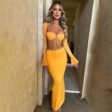 Autumn sexy trendy versatile slim solid color Bodycon long skirt for women