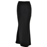 Autumn sexy trendy versatile slim solid color Bodycon long skirt for women