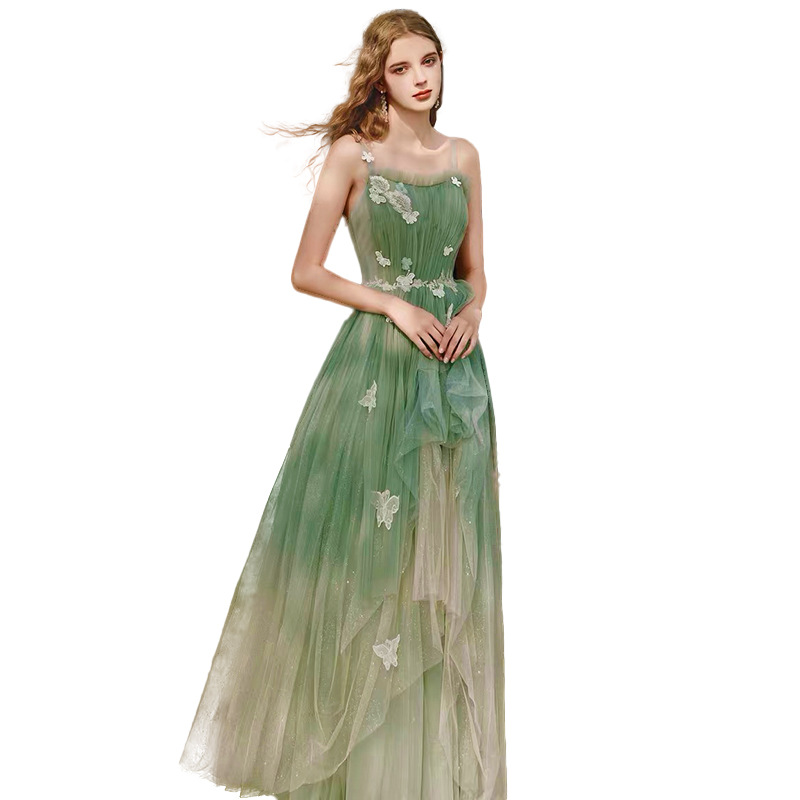 straps green tutu dress birthday formal party adult ceremony dress