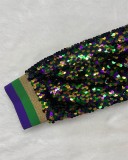Color block sequin fashionable spring and autumn women's baseball jacket