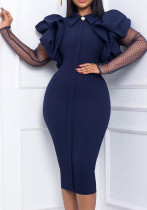 Autumn and winter women's mesh pleated ol Chic Career Plus Size African dress Autumn and winter women's mesh pleated ol Chic Career Plus Size African dress