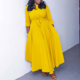 Women's Fall/Winter Fashion Chic Solid African Plus Size Midi Dress