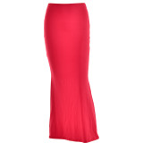 Autumn sexy trendy versatile slim solid color Bodycon long skirt for women