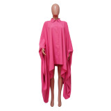 Plus Size Women's Autumn and Winter Fashion Irregular Cardigan Solid Color Loose Dress