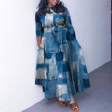 Women's Autumn and Winter Fashion Chic Strappy African Plus Size Maxi Dress