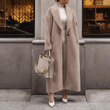 Autumn and Winter Warm Jacket Long Sleeve Turndown Collar Fleece Women's Coat