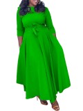 Women's Fall/Winter Fashion Chic Solid African Plus Size Midi Dress