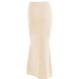 Autumn sexy trendy versatile slim solid color Bodycon long skirt for women