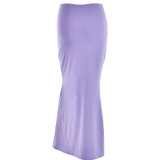 Autumn sexy trendy versatile slim solid color Bodycon long skirt for women