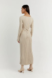 Spring Summer knitting dress Casual Slim Waist V-neck Ribbed Slim Fit Knitting long dress for women