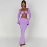 Autumn sexy trendy versatile slim solid color Bodycon long skirt for women