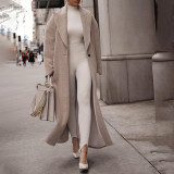 Autumn and Winter Warm Jacket Long Sleeve Turndown Collar Fleece Women's Coat