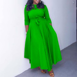 Women's Fall/Winter Fashion Chic Solid African Plus Size Midi Dress