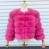 Women Patchwork Winter Warm Long Sleeve Crop Faux Fur Jacket