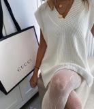 Fall and winter long-sleeved v-neck sexy pullover loose sleeveless sweater