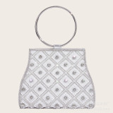 Women Pearl Diamond Evening Bag Wrist Ring Clutch