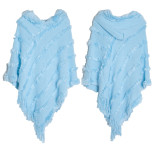 Women Fall and winter shawl Solid hooded knitting cape shawl sweater