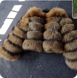 Women Patchwork Winter Warm Long Sleeve Crop Faux Fur Jacket