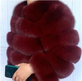 Women Patchwork Winter Warm Long Sleeve Crop Faux Fur Jacket