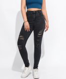 Plus Size Women Jeans High Waist Denim Ripped Pants