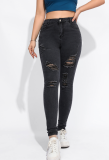 Plus Size Women Jeans High Waist Denim Ripped Pants