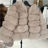 Women Patchwork Winter Warm Long Sleeve Crop Faux Fur Jacket