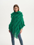 Women Fall and winter shawl Solid hooded knitting cape shawl sweater