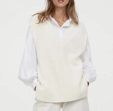 Fall and winter long-sleeved v-neck sexy pullover loose sleeveless sweater