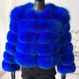 Women Patchwork Winter Warm Long Sleeve Crop Faux Fur Jacket