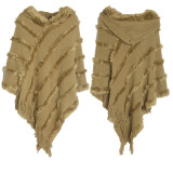 Women Fall and winter shawl Solid hooded knitting cape shawl sweater