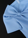 Plus Size Women Slash Shoulder Bow Dress